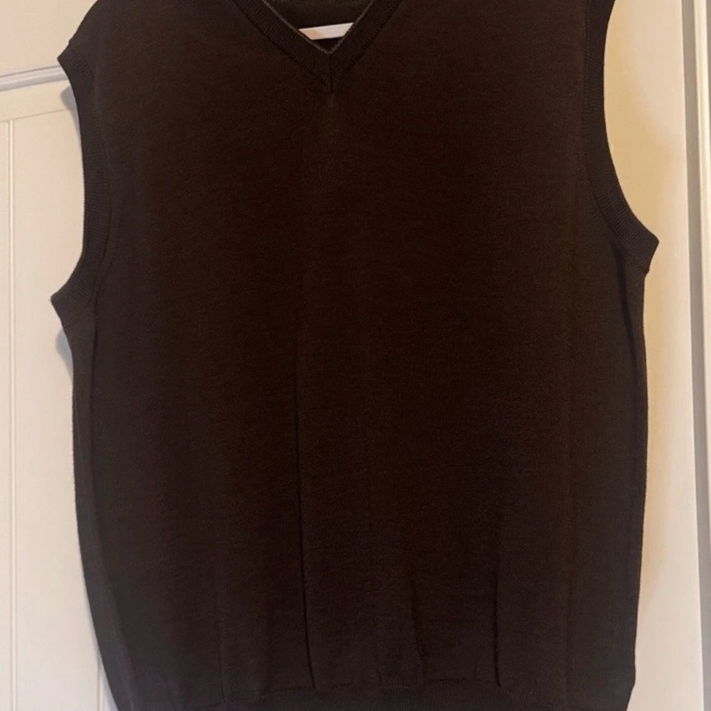 Tom James Brown Merino Wool Sweater Vest XL